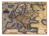 1570 Map of Europe. from Abraham Ortelius' Atlas, Theatrvm Orbis Terrarvm Print