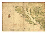 1650 Map of Baja California and Northwest Mexico, Showing California as an Island Print 1650 Map of Baja California and Northwest Mexico, Showing California as an Island Print