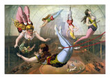 Circus Poster with Female Aerial Acrobats on Trapezes at Circus, 1890 Prints Circus Poster with Female Aerial Acrobats on Trapezes at Circus, 1890 Prints