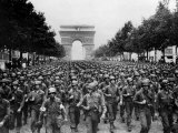 American Troops Marching Down the Champs Elysees Celebrating Liberation in Paris, September 1944 Posters