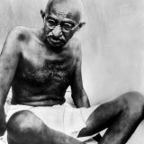 Mahatma Gandhi, 78, Pauses During His Walking Tour, October 1947 Photographic Print
