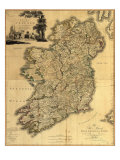 Map of Ireland from 18th Century, Showing Counties, When All of Ireland Was under British Rule Posters