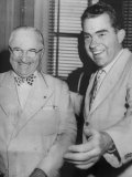 US President Harry Truman with Senator Richard Nixon, on Tour of US Senate, Washington, D.C., 1953 Posters