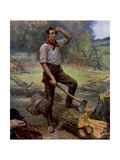 Abraham Lincoln Depicted as a Frontier Rail Splitter in 1909 Commemorative Portrait Prints