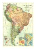 South America Map 1921 Print