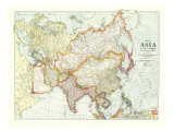 Map of Asia 1921 with Europe and a portion of Africa Posters