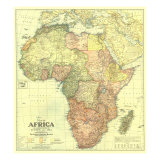 Africa Map 1922 with portions of Europe and Asia Affiches