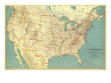 United States Of America Map 1933 Affiches