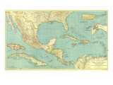 Mexico, Central America And The West Indies Map 1934 Affiches