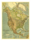North America Map 1924 Prints