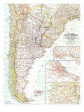 Southern South America Map 1958 Prints