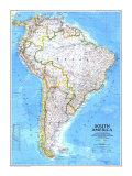South America Map 1992 Affiche
