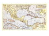 Countries Of The Caribbean Map 1947 Prints