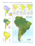 Physical Map Of South America Map 1972 Posters