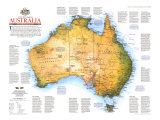 Travelers Look At Australia Map 1988 Kunstdruck