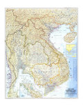 Vietnam, Cambodia, Laos, And Thailand Map 1967 Kunstdrucke