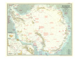Antarctica Map 1957 Print