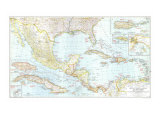 Mexico, Central America And The West Indies Map 1939 Poster