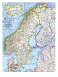 Scandinavia Map 1963 Kunstdrucke