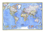 Political World Map 1975 Affiches