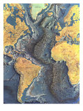 Atlantic Ocean Floor Map, 1968, Poster