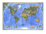 Physical World Map 1975 Posters