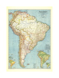 South America Map 1942 Art
