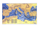 Mediterranean Seafloor Map Poster