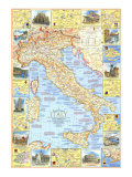 Travelers Map Of Italy Map 1970 Side 1 Kunstdrucke