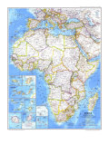 Africa Map 1980 Print
