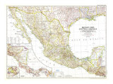 Mexico And Central America Map 1953 Posters