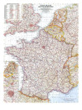 France, Belgium And The Netherlands Map 1960 Prints