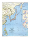 Japan Map 1944 with Asia and the Pacific Ocean Prints