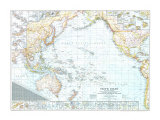 Pacific Ocean, and the Bay of Bengal Map 1943, Giclee Print