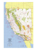 California And Nevada Map 1974 Poster