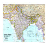 South Asia With Afghanistan And Myanmar Map 1997 Pósters