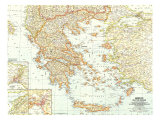 Greece And The Aegean Map 1958 Posters