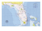 Florida Map 1973 Poster
