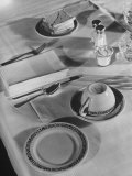 Place Setting of Supreme Court Justice Owen J. Roberts in the Dining Room of the Supreme Court Bldg Lámina fotográfica por Margaret Bourke-White