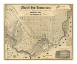 Map of San Francisco, c.1852 Art by Britton & Rey 