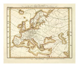 Karte Von Europa, c.1837 Kunst av Heinrich Berghaus