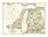Map of Michigan and Part of Wisconsin Territory, c.1839 Posters by David H. Burr