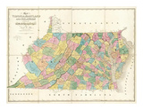 Map of Virginia, Maryland and Delaware, c.1839 Posters by David H. Burr