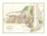 Map of New York, c.1839 Poster by David H. Burr