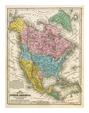Map of North America, c.1839 Prints by Samuel Augustus Mitchell