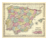 Spain and Portugal, c.1856 Posters par G. W. Colton