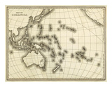 Map of Oceanica, c.1839 Kunstdrucke von Samuel Augustus Mitchell