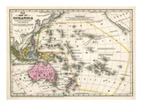 Map of Oceanica, c.1839 Art by Samuel Augustus Mitchell