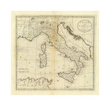 Italy and Sardinia, c.1796 Kunstdrucke von Mathew Carey