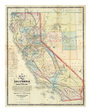 New Map of The State of California and Nevada Territory, c.1863 Art by Leander Ransom